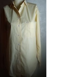 Faconable Yellow White Pinstripe Cotton Shirt